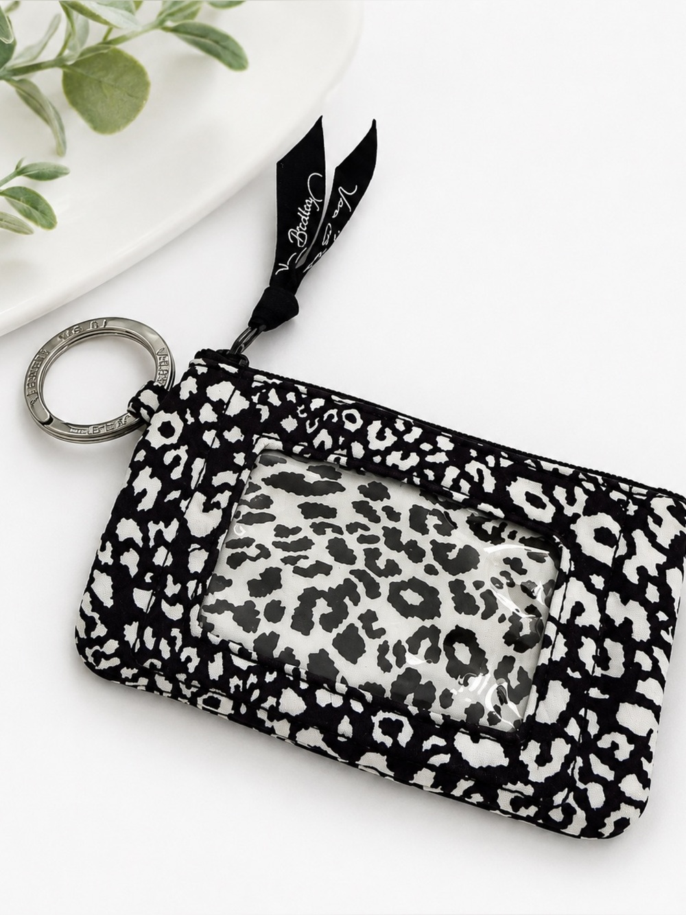 Vera Bradley Black and White Leopard ID Wristlet